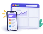 Website dashboard and mobile screen illustration
